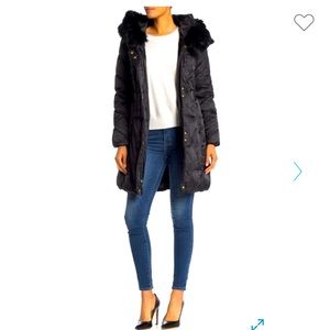 Via Spiga Lux Fur Trim Hood Quilted Jacket